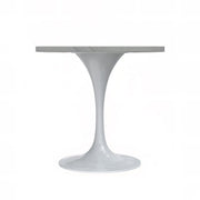 Verve Collection 24"Square Dining Table, Black/White/Brushed Gold Base with MDF Top 27 Inch White Marbled White Resin Dining Table Leisuremod