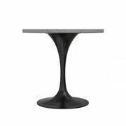 Verve Collection 24"Square Dining Table, Black/White/Brushed Gold Base with MDF Top 27 Inch Black Marbled White Resin Dining Table Leisuremod