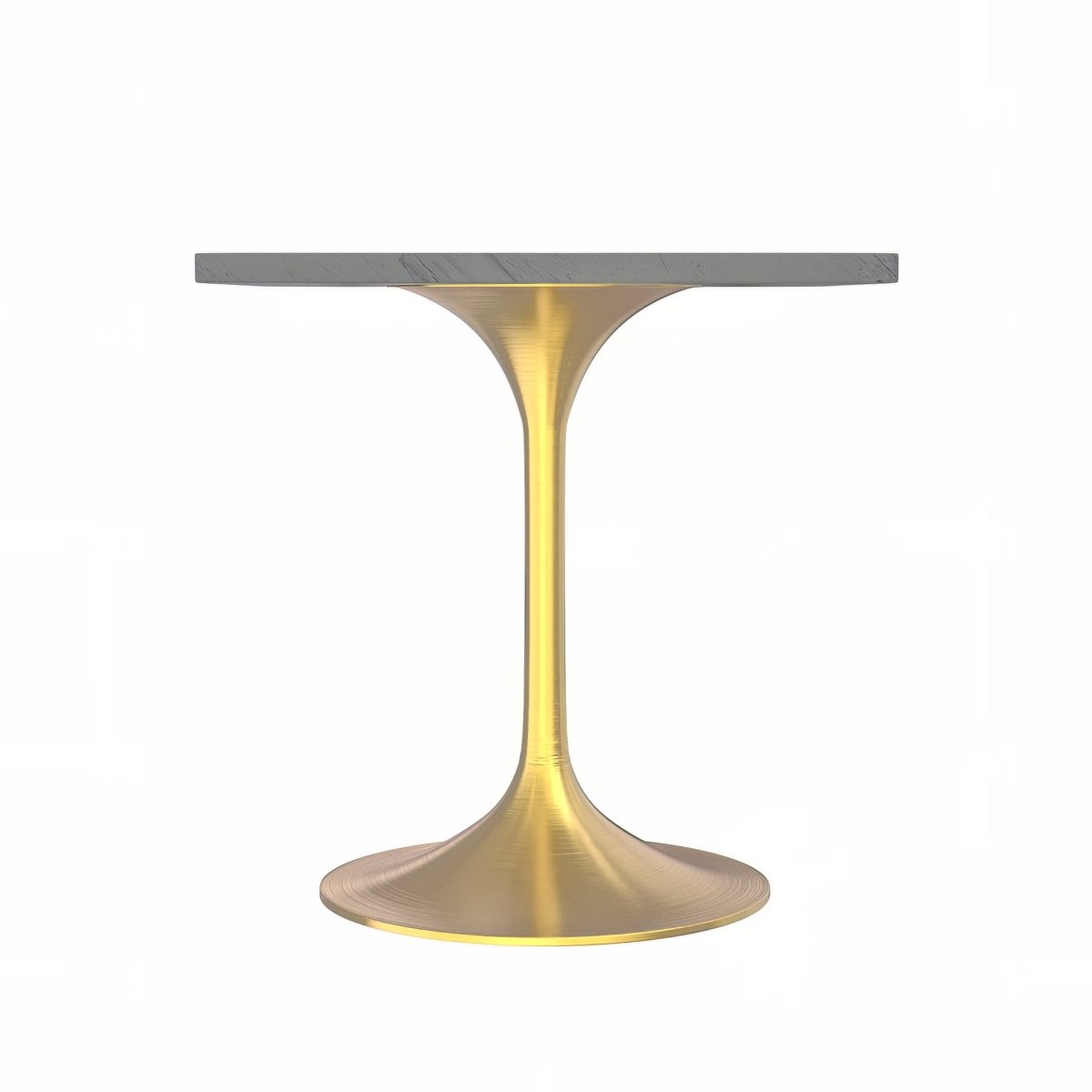 Verve Collection 24"Square Dining Table, Black/White/Brushed Gold Base with MDF Top 27 Inch Brushed Gold Marbled White Resin Dining Table Leisuremod