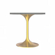 Verve Collection 24"Square Dining Table, Black/White/Brushed Gold Base with MDF Top 27 Inch Brushed Gold Marbled White Resin Dining Table Leisuremod