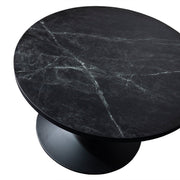 Verve Round Coffee Table with MDF/Resin/Sintered Stone Tabletop and Black Stainless Steel Base MDF 27 Inches Wide Black Marble Coffee Table Leisuremod