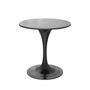 Verve Round Dining Table with MDF/Sintered Stone/Resin Tabletop in Black Stainless Steel Pedestal Base Sintered Stone 27 Inch Black Dining Table Leisuremod