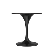 Verve Round Dining Table with MDF/Sintered Stone/Resin Tabletop in Black Stainless Steel Pedestal Base Sintered Stone 27 Inch Black Dining Table Leisuremod