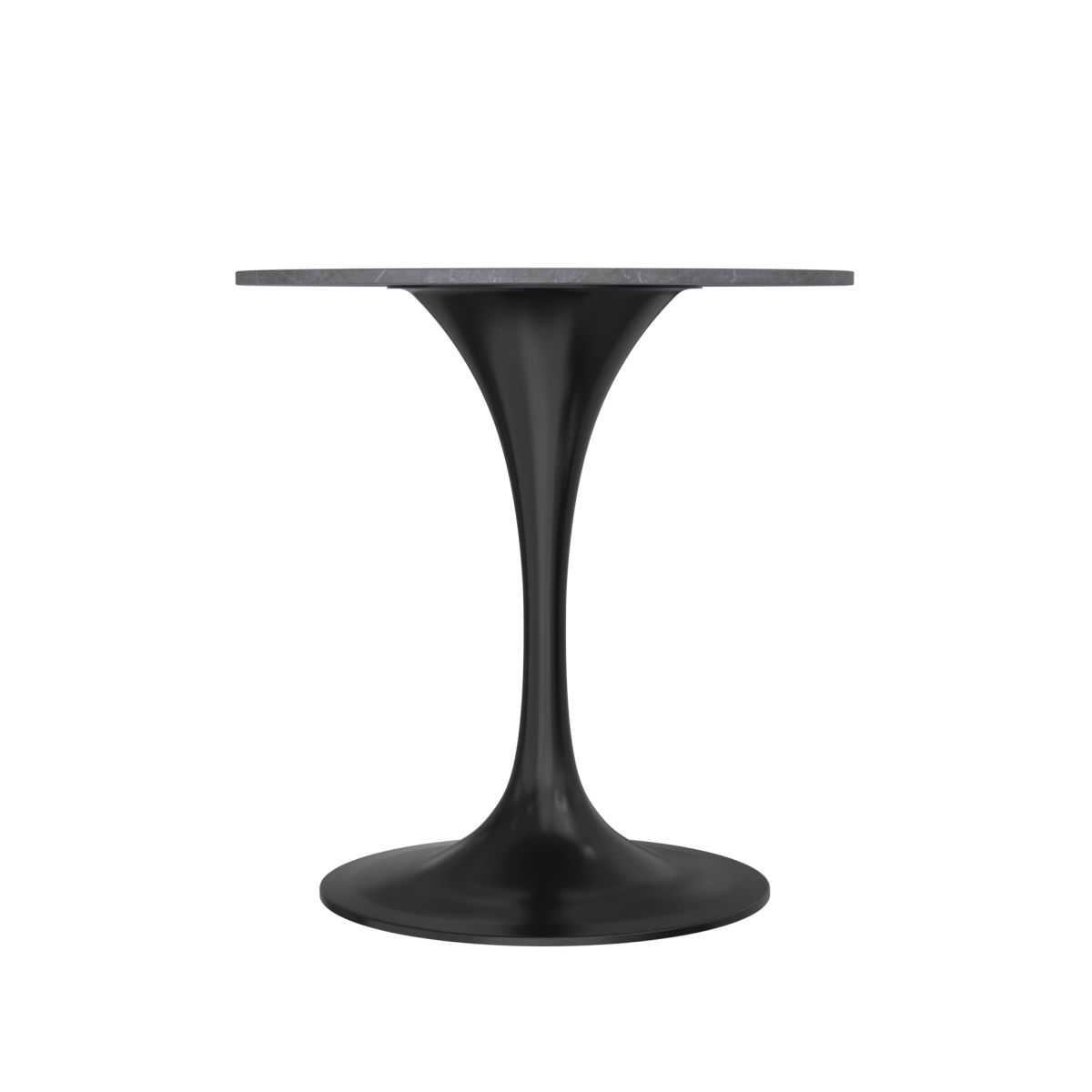 Verve Round Dining Table with MDF/Sintered Stone/Resin Tabletop in Black Stainless Steel Pedestal Base Sintered Stone 27 Inch Grey Dining Table Leisuremod