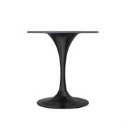 Verve Round Dining Table with MDF/Sintered Stone/Resin Tabletop in Black Stainless Steel Pedestal Base Sintered Stone 27 Inch Grey Dining Table Leisuremod