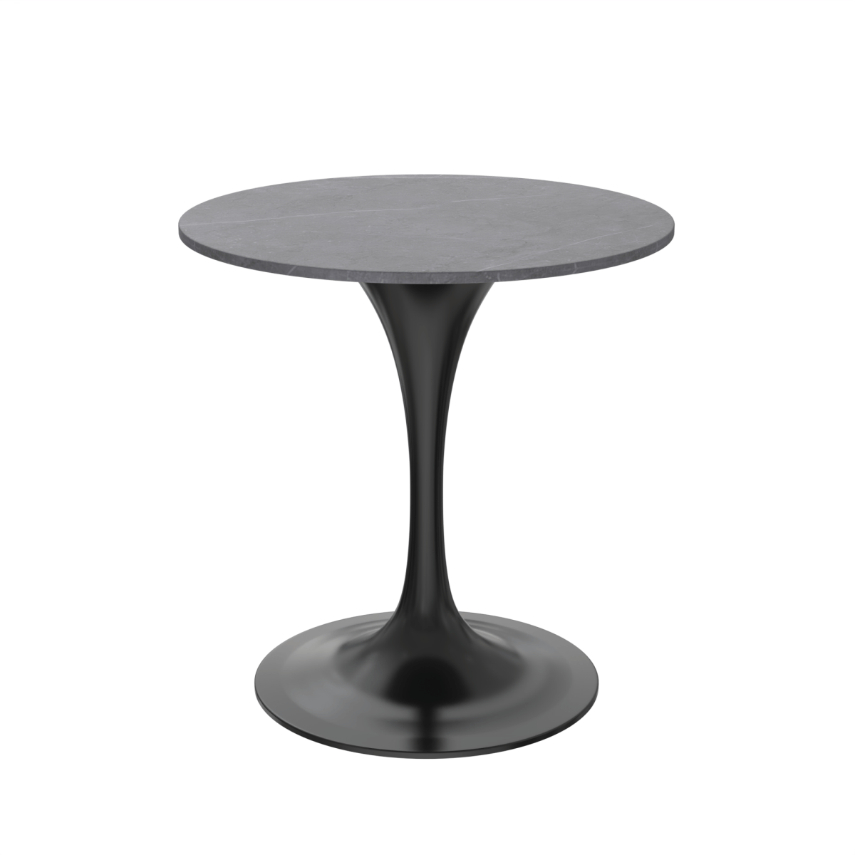 Verve Round Dining Table with MDF/Sintered Stone/Resin Tabletop in Black Stainless Steel Pedestal Base Sintered Stone 27 Inch Grey Dining Table Leisuremod