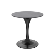 Verve Round Dining Table with MDF/Sintered Stone/Resin Tabletop in Black Stainless Steel Pedestal Base Sintered Stone 27 Inch Grey Dining Table Leisuremod