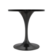 Verve Round Dining Table with MDF/Sintered Stone/Resin Tabletop in Black Stainless Steel Pedestal Base MDF 27 Inch Black Dining Table Leisuremod