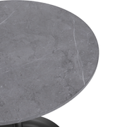 Verve Round Dining Table with MDF/Sintered Stone/Resin Tabletop in Black Stainless Steel Pedestal Base Sintered Stone 27 Inch Grey Dining Table Leisuremod