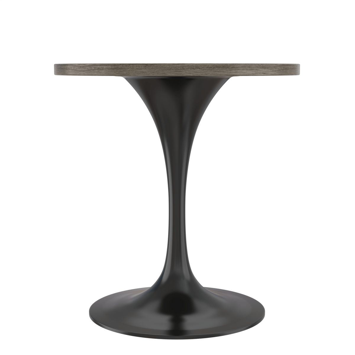 Verve Round Dining Table with MDF/Sintered Stone/Resin Tabletop in Black Stainless Steel Pedestal Base MDF 27 Inch Dark Maple Dining Table Leisuremod