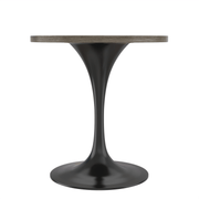 Verve Round Dining Table with MDF/Sintered Stone/Resin Tabletop in Black Stainless Steel Pedestal Base MDF 27 Inch Dark Maple Dining Table Leisuremod