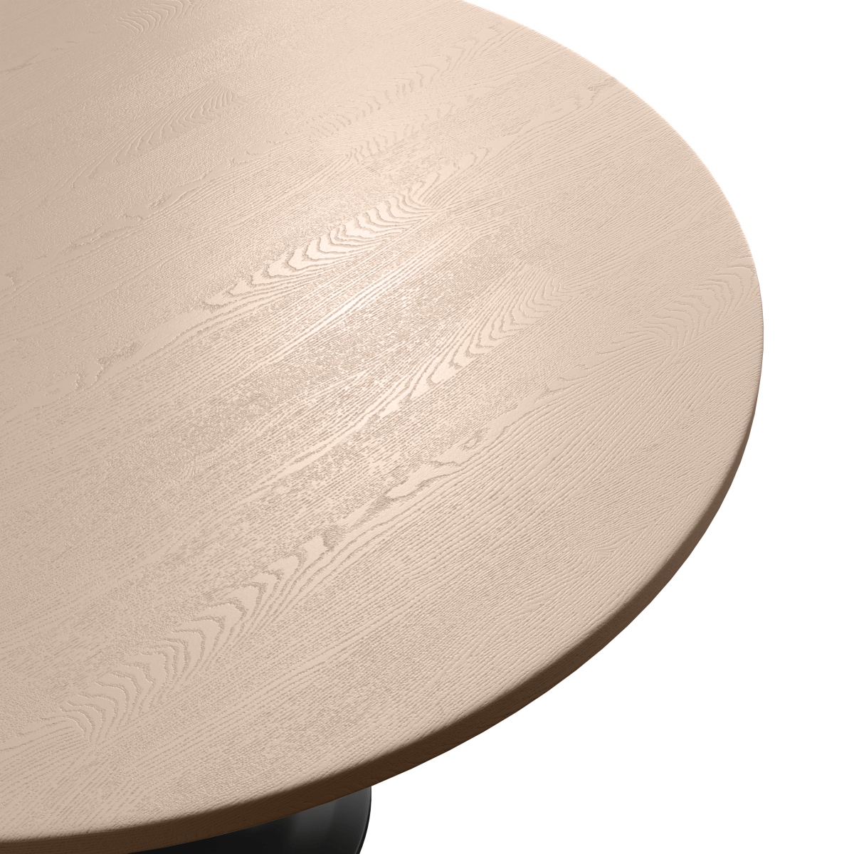 Verve Round Dining Table with MDF/Sintered Stone/Resin Tabletop in Black Stainless Steel Pedestal Base MDF 48 Inch Natural Wood Dining Table Leisuremod