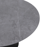 Verve Round Dining Table with MDF/Sintered Stone/Resin Tabletop in Black Stainless Steel Pedestal Base Sintered Stone 48 Inch Grey Dining Table Leisuremod