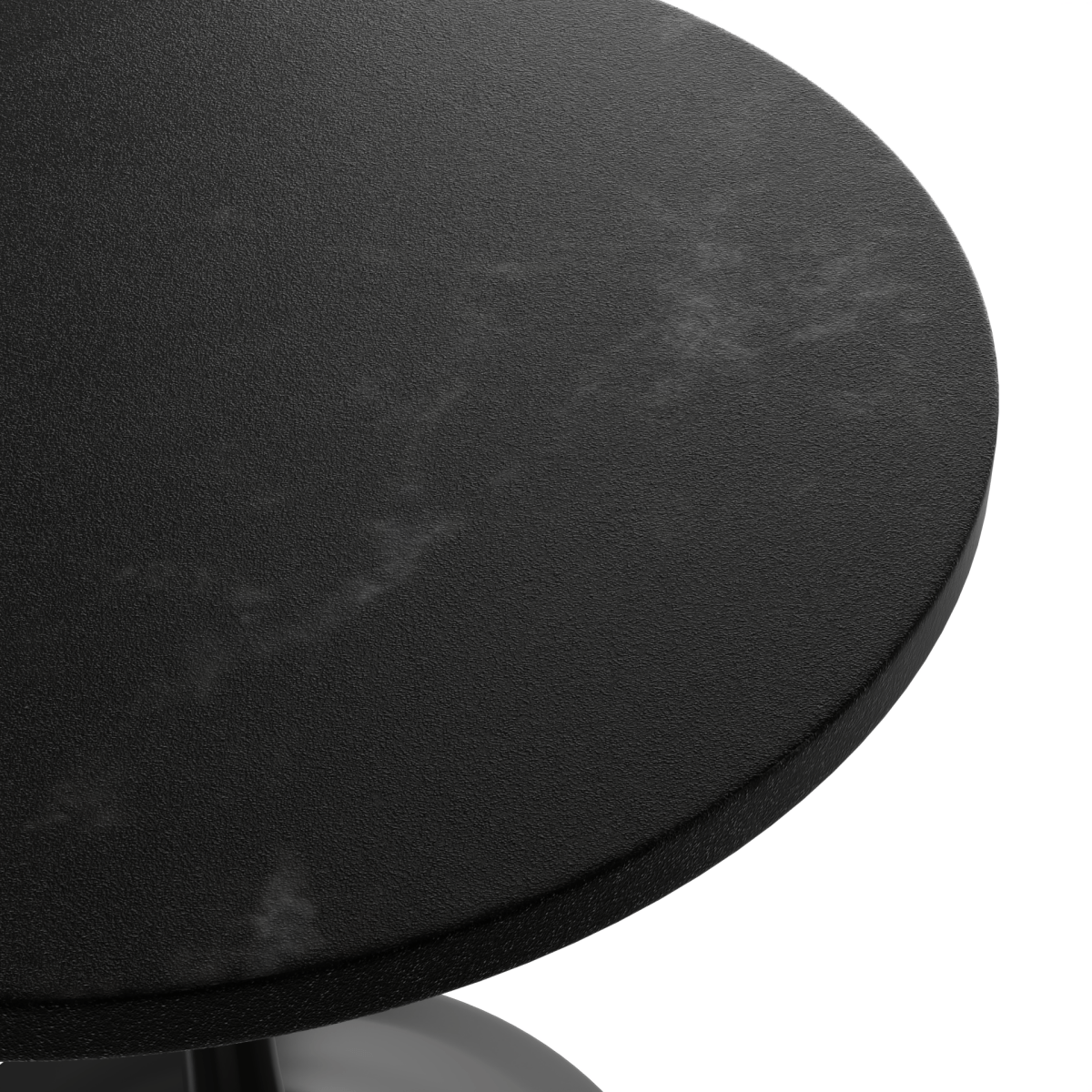 Verve Round Dining Table with MDF/Sintered Stone/Resin Tabletop in Black Stainless Steel Pedestal Base MDF 27 Inch Black Dining Table Leisuremod
