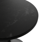 Verve Round Dining Table with MDF/Sintered Stone/Resin Tabletop in Black Stainless Steel Pedestal Base MDF 27 Inch Black Dining Table Leisuremod