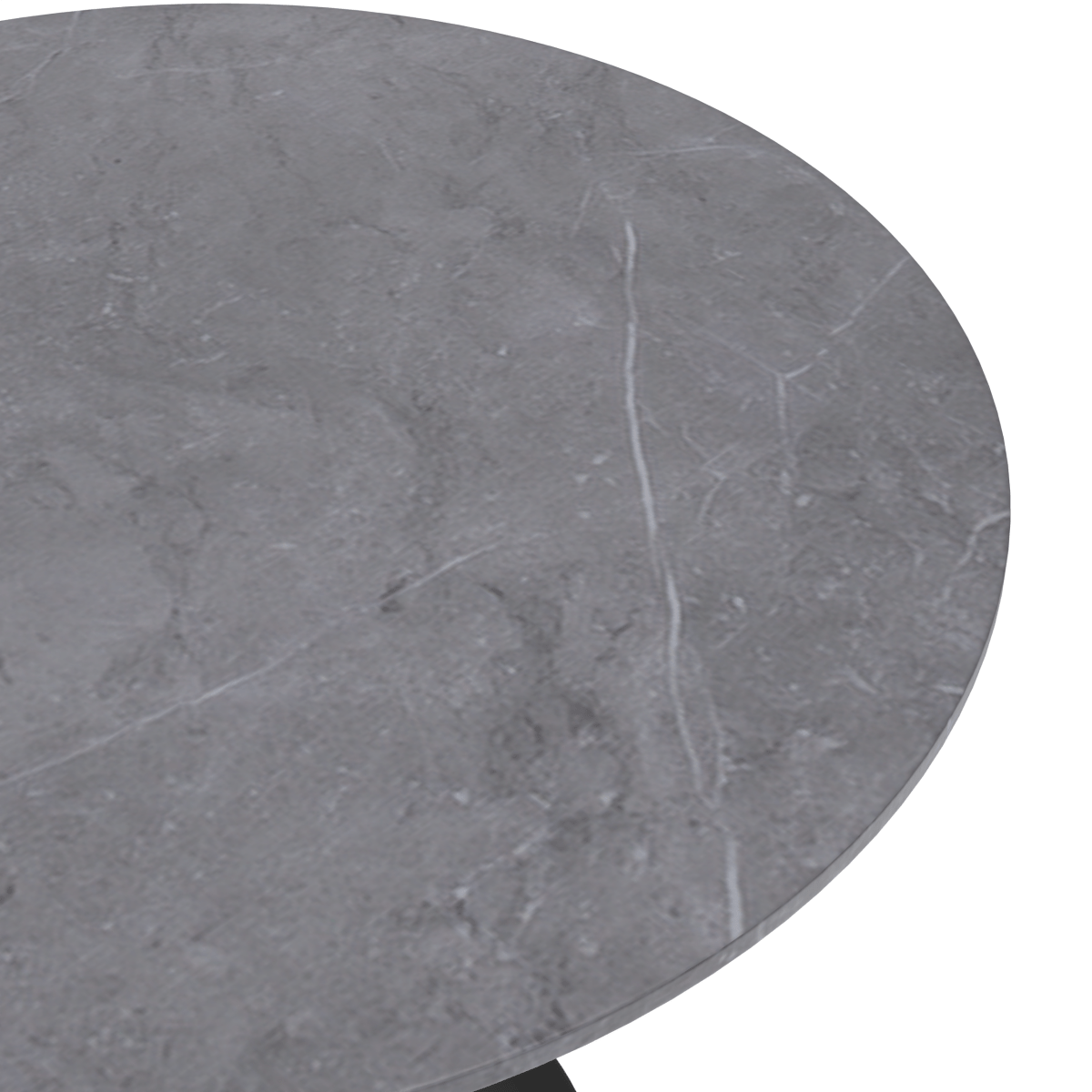 Verve Round Dining Table with MDF/Sintered Stone/Resin Tabletop in Black Stainless Steel Pedestal Base Sintered Stone 36 Inch Grey Dining Table Leisuremod