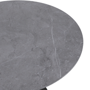 Verve Round Dining Table with MDF/Sintered Stone/Resin Tabletop in Black Stainless Steel Pedestal Base Sintered Stone 36 Inch Grey Dining Table Leisuremod