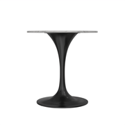 Verve Round Dining Table with MDF/Sintered Stone/Resin Tabletop in Black Stainless Steel Pedestal Base Sintered Stone 27 Inch White Dining Table Leisuremod