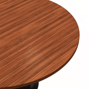 Verve Round Dining Table with MDF/Sintered Stone/Resin Tabletop in Black Stainless Steel Pedestal Base MDF 48 Inch Cognac Brown Dining Table Leisuremod