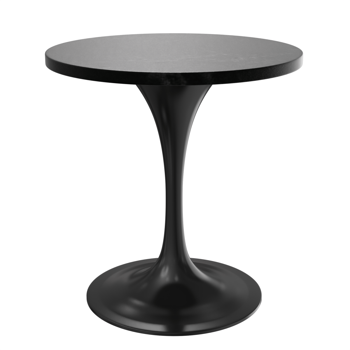 Verve Round Dining Table with MDF/Sintered Stone/Resin Tabletop in Black Stainless Steel Pedestal Base MDF 27 Inch Black Dining Table Leisuremod