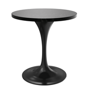 Verve Round Dining Table with MDF/Sintered Stone/Resin Tabletop in Black Stainless Steel Pedestal Base MDF 27 Inch Black Dining Table Leisuremod
