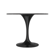 Verve Round Dining Table with MDF/Sintered Stone/Resin Tabletop in Black Stainless Steel Pedestal Base Sintered Stone 36 Inch Black Dining Table Leisuremod