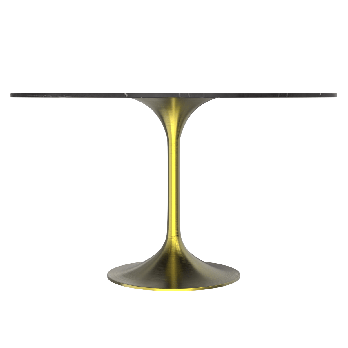 Verve Round Dining Table with MDF/Sintered Stone/Resin Tabletop in Gold Stainless Steel Pedestal Base Sintered Stone 48 Inch Black Dining Table Leisuremod