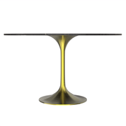 Verve Round Dining Table with MDF/Sintered Stone/Resin Tabletop in Gold Stainless Steel Pedestal Base Sintered Stone 48 Inch Black Dining Table Leisuremod