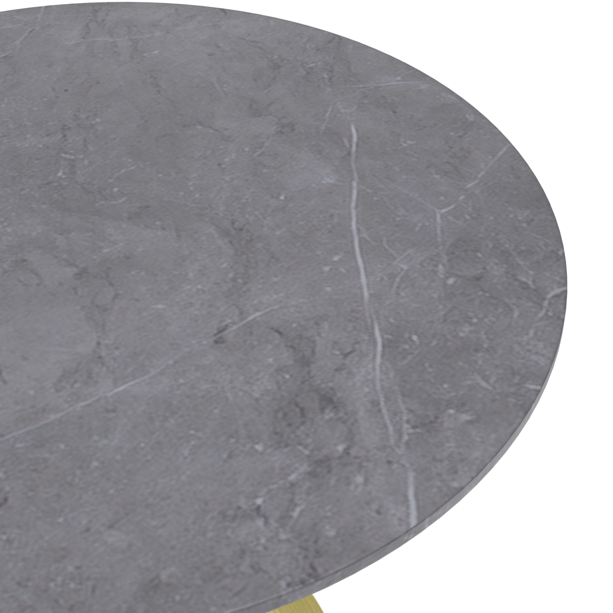 Verve Round Dining Table with MDF/Sintered Stone/Resin Tabletop in Gold Stainless Steel Pedestal Base Sintered Stone 36 Inch Grey Dining Table Leisuremod