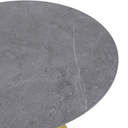Verve Round Dining Table with MDF/Sintered Stone/Resin Tabletop in Gold Stainless Steel Pedestal Base Sintered Stone 36 Inch Grey Dining Table Leisuremod
