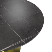 Verve Round Dining Table with MDF/Sintered Stone/Resin Tabletop in Gold Stainless Steel Pedestal Base Sintered Stone 48 Inch Black Dining Table Leisuremod