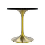 Verve Round Dining Table with MDF/Sintered Stone/Resin Tabletop in Gold Stainless Steel Pedestal Base MDF 27 Inch Black Dining Table Leisuremod