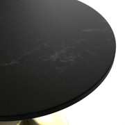 Verve Round Dining Table with MDF/Sintered Stone/Resin Tabletop in Gold Stainless Steel Pedestal Base MDF 36 Inch Black Dining Table Leisuremod