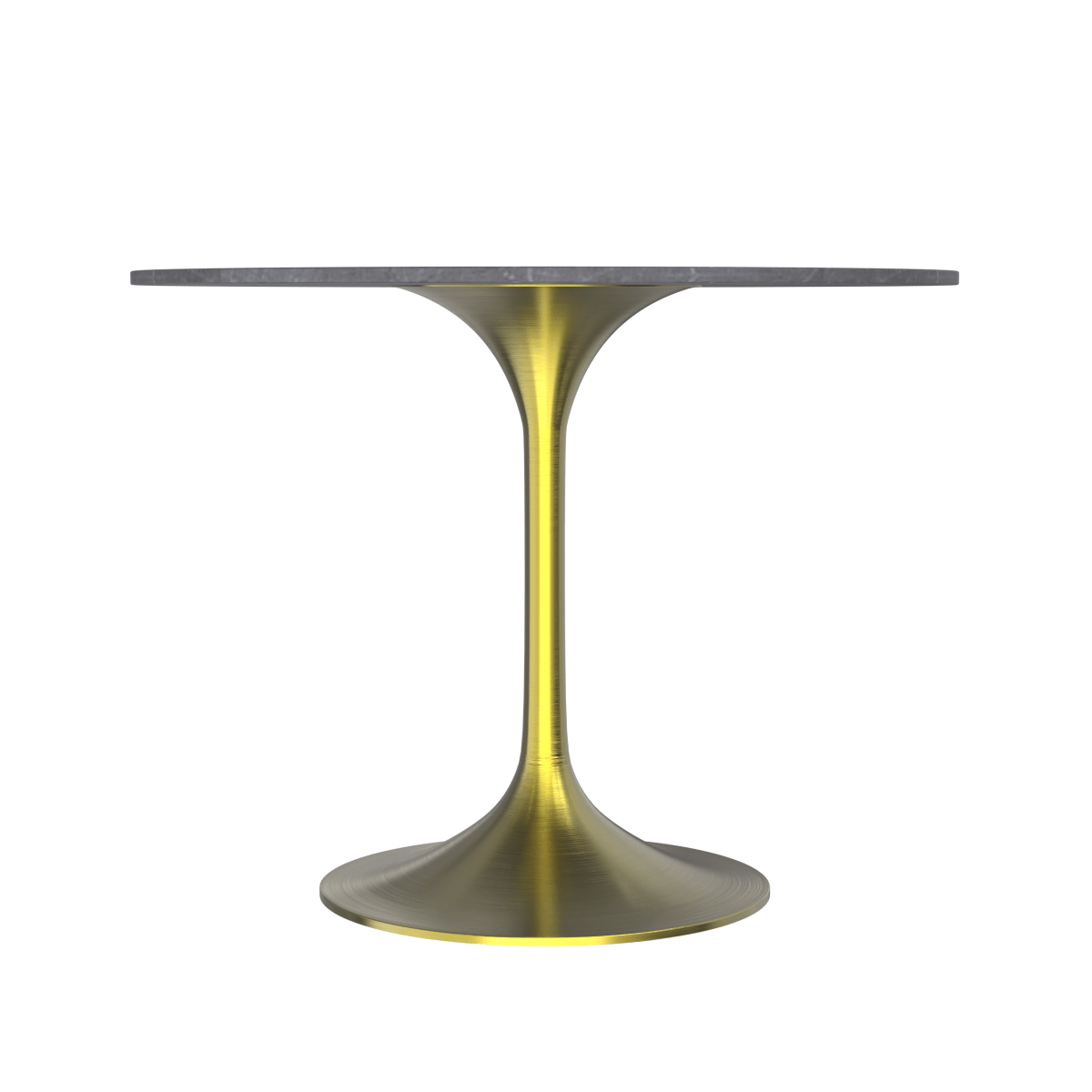 Verve Round Dining Table with MDF/Sintered Stone/Resin Tabletop in Gold Stainless Steel Pedestal Base Sintered Stone 36 Inch Grey Dining Table Leisuremod