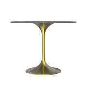 Verve Round Dining Table with MDF/Sintered Stone/Resin Tabletop in Gold Stainless Steel Pedestal Base Sintered Stone 36 Inch Grey Dining Table Leisuremod