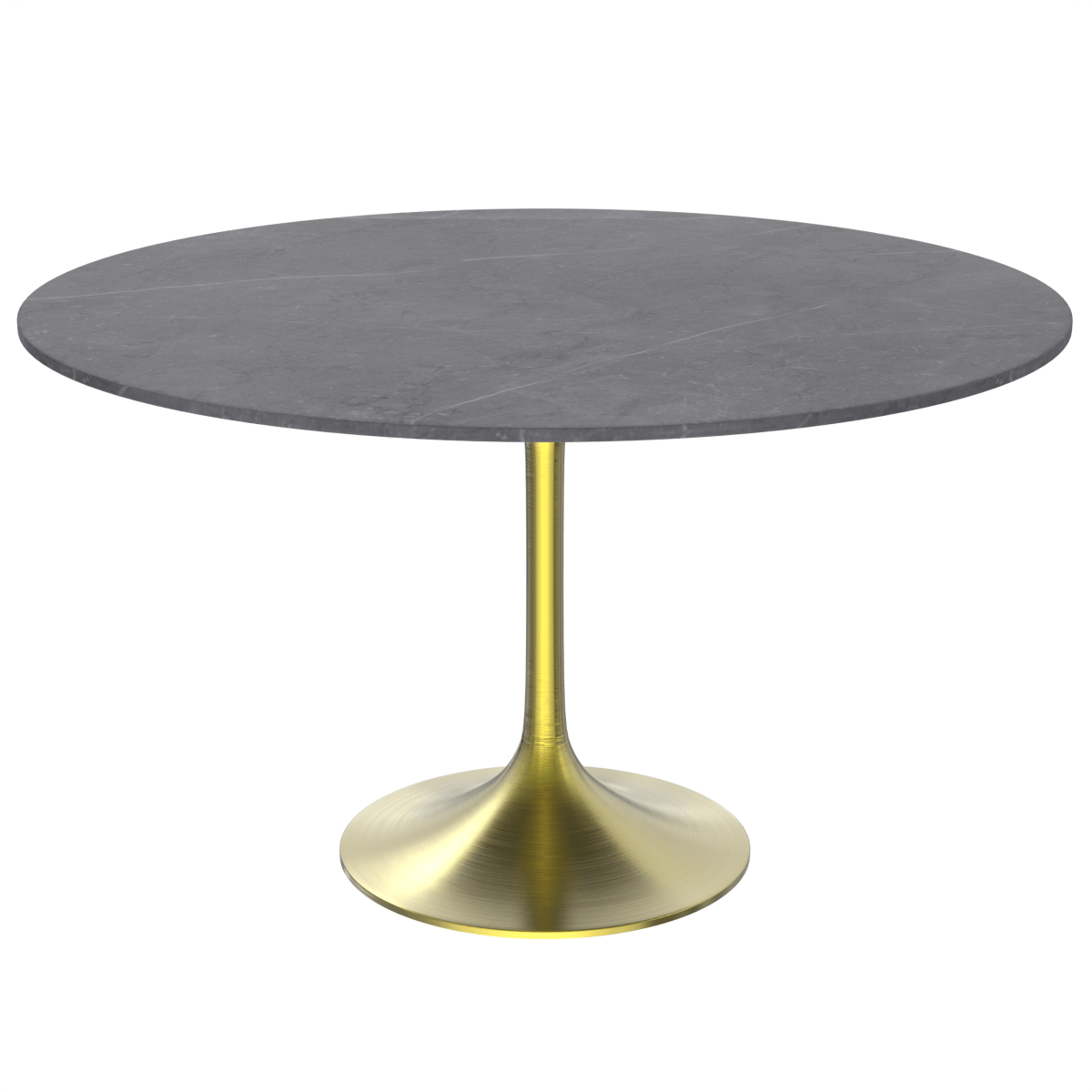 Verve Round Dining Table with MDF/Sintered Stone/Resin Tabletop in Gold Stainless Steel Pedestal Base Sintered Stone 48 Inch Grey Dining Table Leisuremod