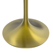 Verve Round Dining Table with MDF/Sintered Stone/Resin Tabletop in Gold Stainless Steel Pedestal Base MDF 27 Inch Natural Wood Dining Table Leisuremod