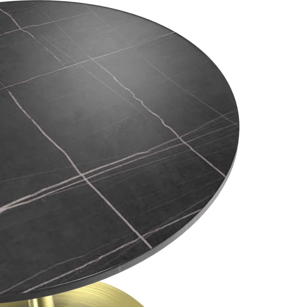 Verve Round Dining Table with MDF/Sintered Stone/Resin Tabletop in Gold Stainless Steel Pedestal Base Sintered Stone 27 Inch Black Dining Table Leisuremod