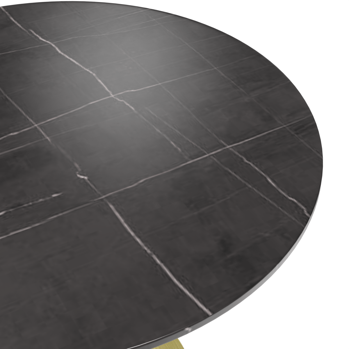 Verve Round Dining Table with MDF/Sintered Stone/Resin Tabletop in Gold Stainless Steel Pedestal Base Sintered Stone 36 Inch Black Dining Table Leisuremod