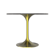 Verve Round Dining Table with MDF/Sintered Stone/Resin Tabletop in Gold Stainless Steel Pedestal Base Sintered Stone 36 Inch Black Dining Table Leisuremod
