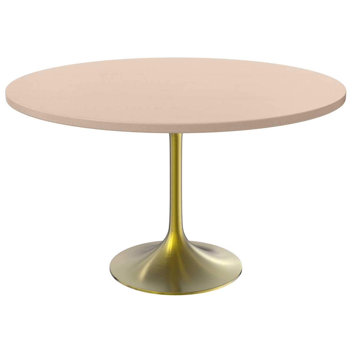 Verve Round Dining Table with MDF/Sintered Stone/Resin Tabletop in Gold Stainless Steel Pedestal Base MDF 48 Inch Natural Wood Dining Table Leisuremod