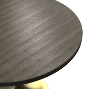 Verve Round Dining Table with MDF/Sintered Stone/Resin Tabletop in Gold Stainless Steel Pedestal Base MDF 36 Inch Dark Maple Dining Table Leisuremod
