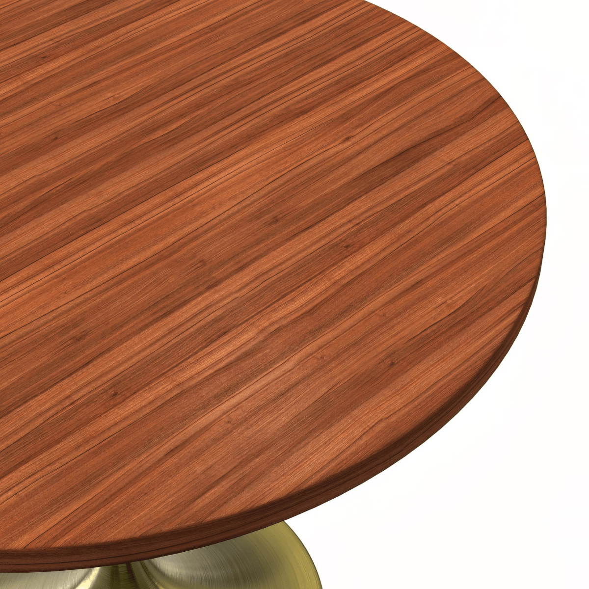 Verve Round Dining Table with MDF/Sintered Stone/Resin Tabletop in Gold Stainless Steel Pedestal Base MDF 36 Inch Cognac Brown Dining Table Leisuremod