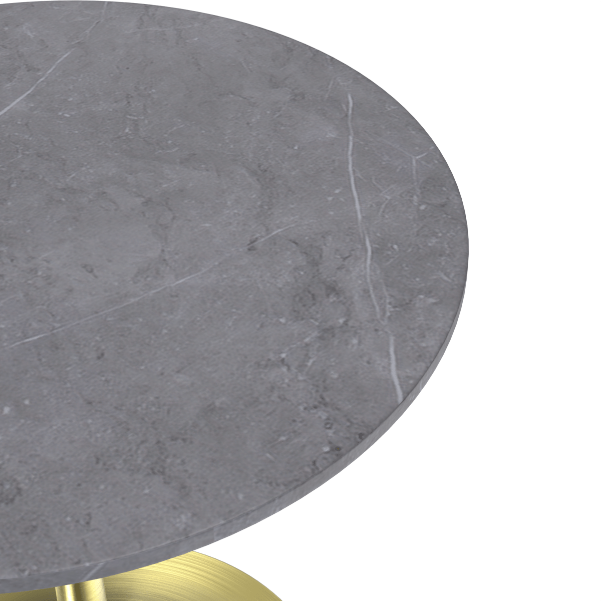 Verve Round Dining Table with MDF/Sintered Stone/Resin Tabletop in Gold Stainless Steel Pedestal Base Sintered Stone 27 Inch Grey Dining Table Leisuremod