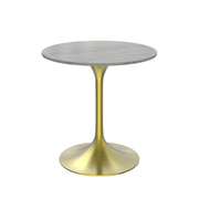Verve Round Dining Table with MDF/Sintered Stone/Resin Tabletop in Gold Stainless Steel Pedestal Base Sintered Stone 27 Inch White Dining Table Leisuremod