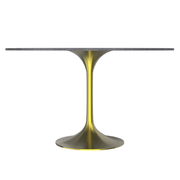 Verve Round Dining Table with MDF/Sintered Stone/Resin Tabletop in Gold Stainless Steel Pedestal Base Sintered Stone 48 Inch Grey Dining Table Leisuremod