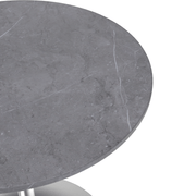 Verve Round Dining Table with MDF/Sintered Stone/Resin Tabletop in Silver Stainless Steel Pedestal Base Sintered Stone 27 Inch Grey Dining Table Leisuremod