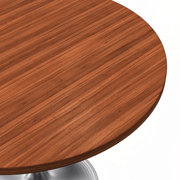 Verve Round Dining Table with MDF/Sintered Stone/Resin Tabletop in Silver Stainless Steel Pedestal Base MDF 36 Inch Cognac Brown Dining Table Leisuremod