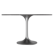 Verve Round Dining Table with MDF/Sintered Stone/Resin Tabletop in Silver Stainless Steel Pedestal Base Sintered Stone 48 Inch Black Stone Dining Table Leisuremod