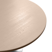 Verve Round Dining Table with MDF/Sintered Stone/Resin Tabletop in Silver Stainless Steel Pedestal Base MDF 48 Inch Natural Wood Dining Table Leisuremod